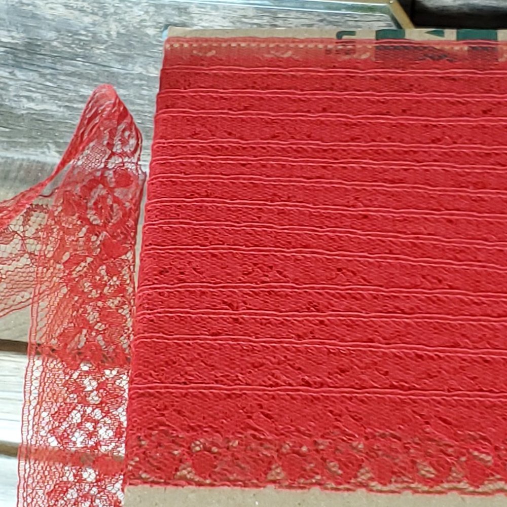 Chantilly Lace Trim - 1" x 5 yards - Red Floral